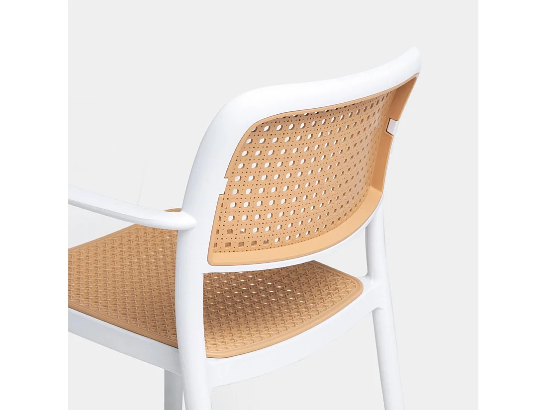 Chaise d'extérieur en plastique blanc naturel 57x81 cm-Kaira