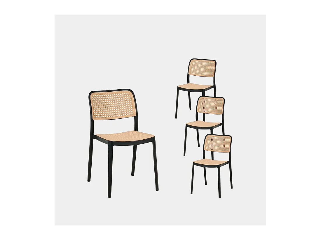 Packs 4 sillas Negro 44 x 81 cm