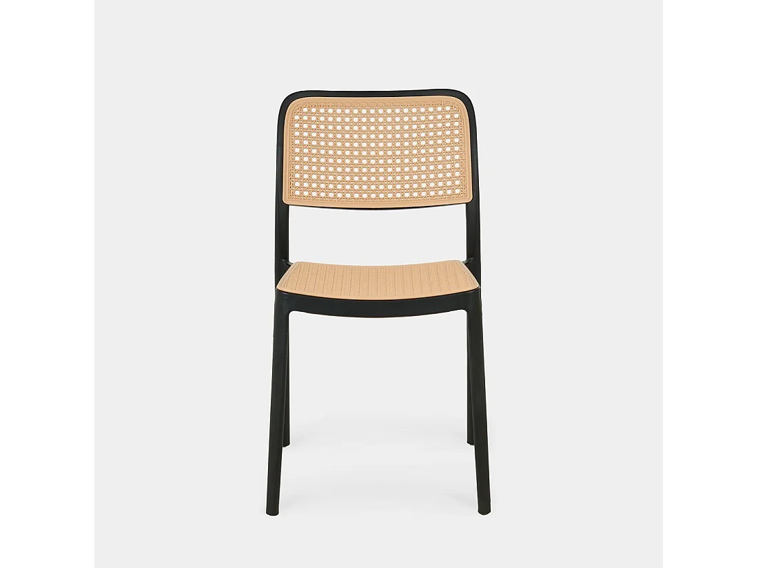 Chaise d'extérieur en plastique noir-naturel 44x81 cm-Kaira