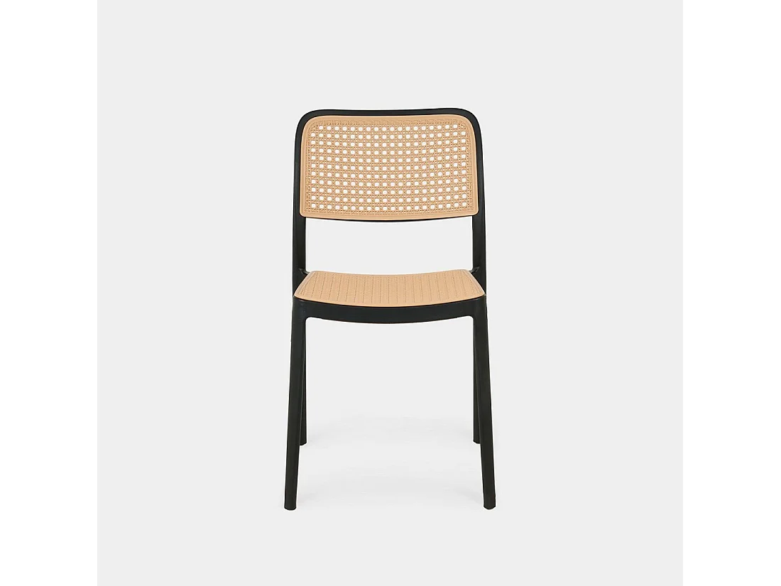 Chaise d'extérieur en plastique noir-naturel 44x81 cm-Kaira