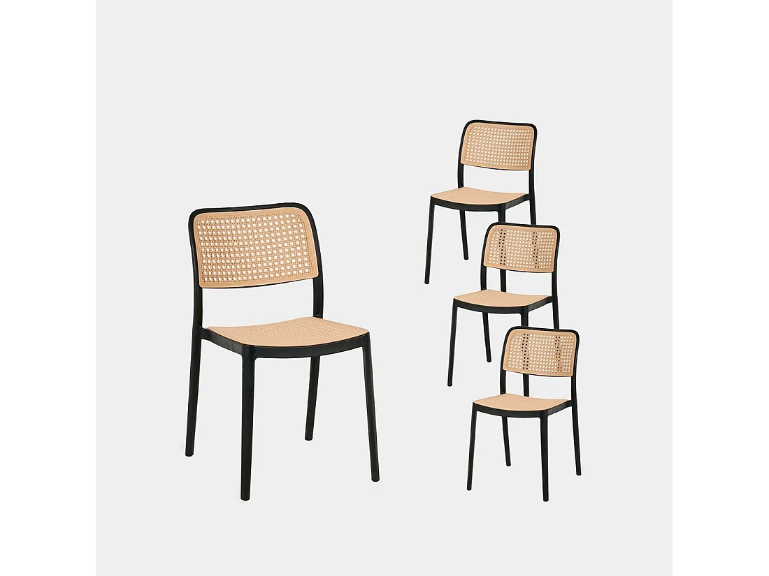 Chaise de jardin en plastique noir-naturel 44x81 cm-Kaira