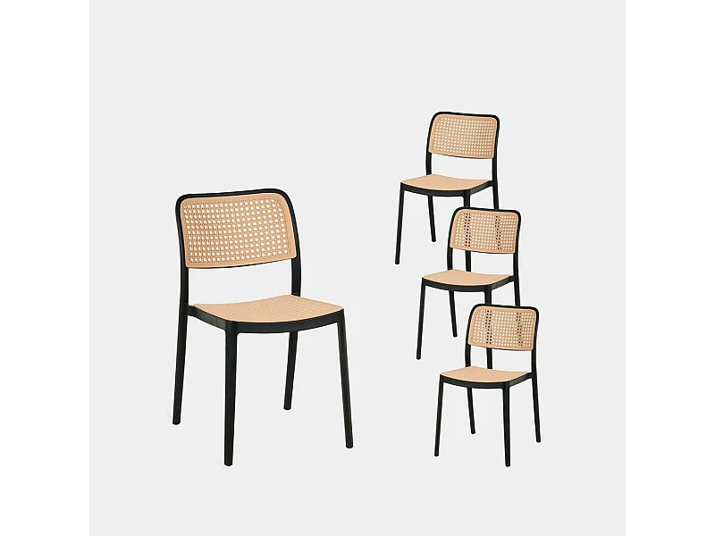 Chaise d'extérieur en plastique noir-naturel 44x81 cm-Kaira