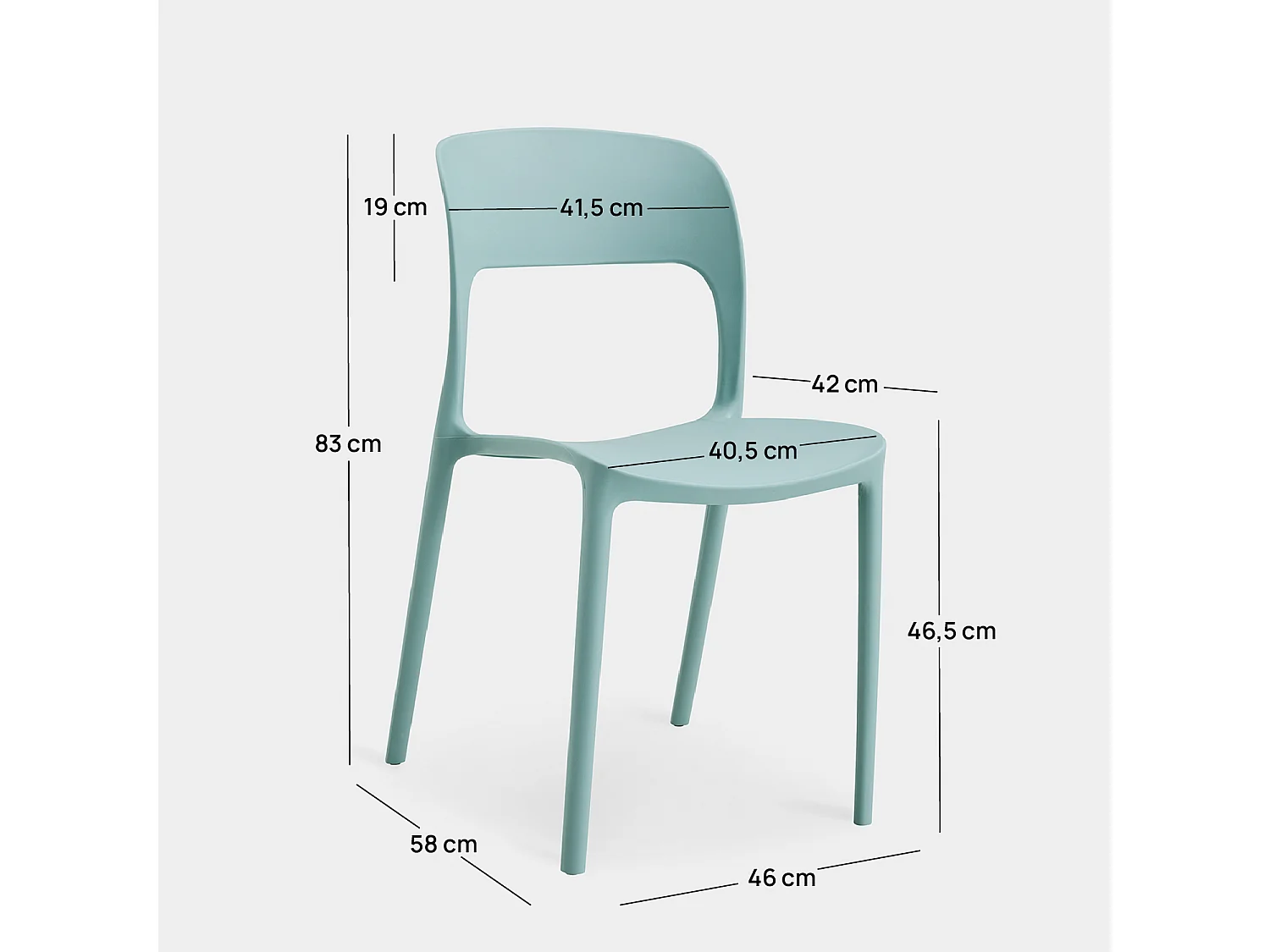Packs 4 sillas Menta 46 x 83 cm