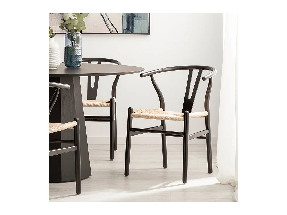 Chaise de salle à manger en bois noir 51x74 cm-Arni