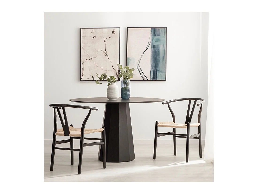 Chaise de salle à manger en bois noir 51x74 cm-Arni