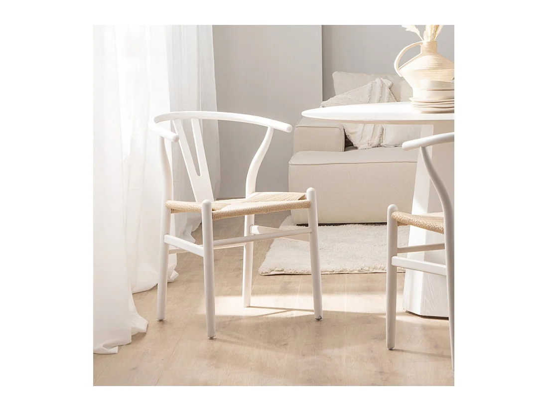 Chaise de salle à manger en bois blanc 51x74 cm-Arni