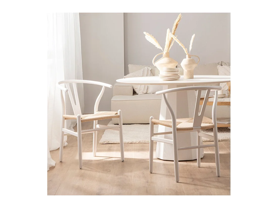 Chaise de salle à manger en bois blanc 51x74 cm-Arni