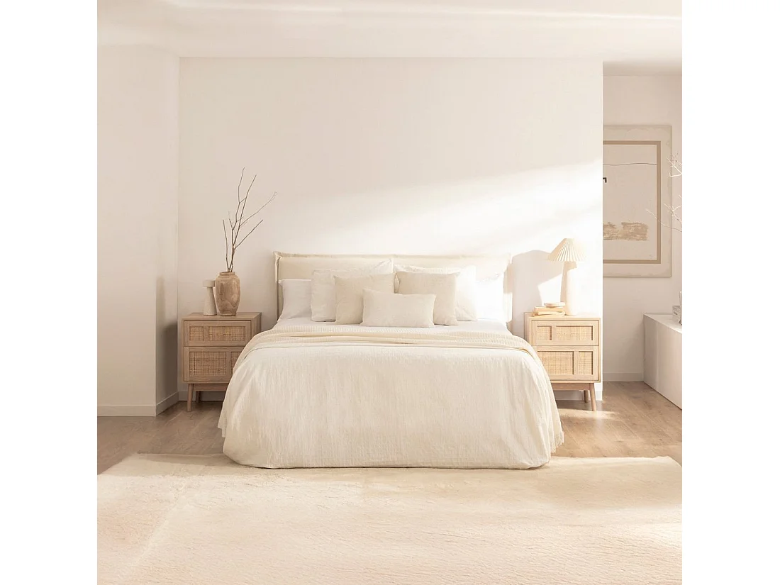 Mesita de noche 2 cajones de Ratán natural Natural 64 x 48- Ikigai