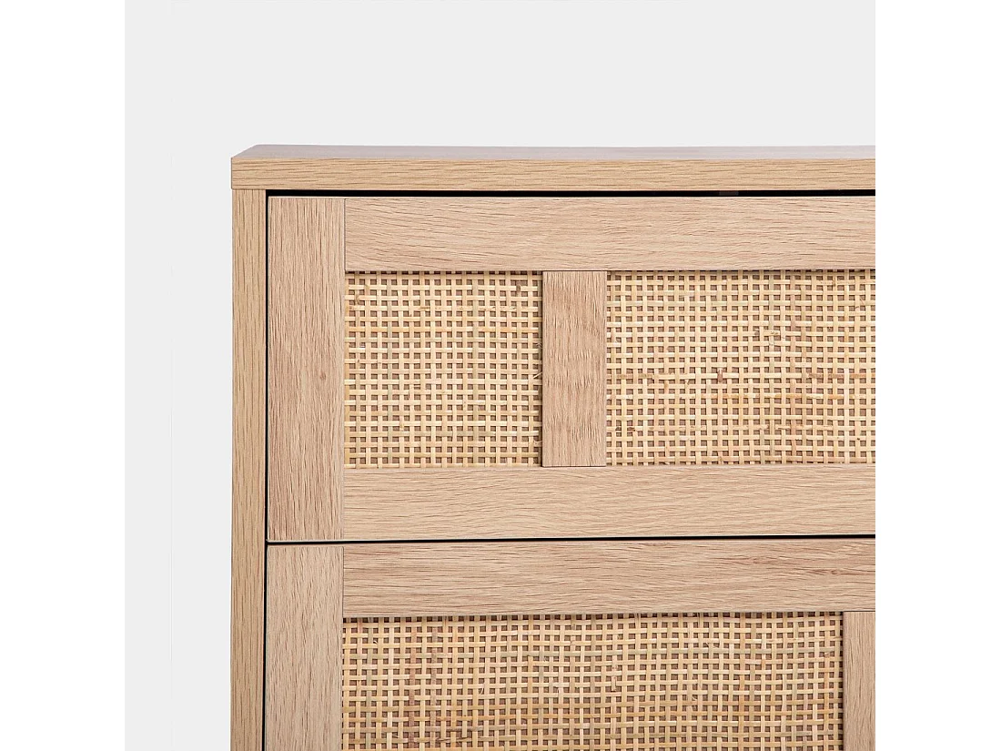 Mesita de noche 2 cajones de Ratán natural Natural 64 x 48- Ikigai