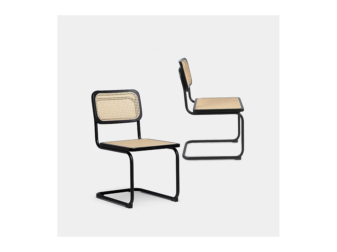 Chaise de salle à manger en bois noir-naturel 45x84 cm-Keila