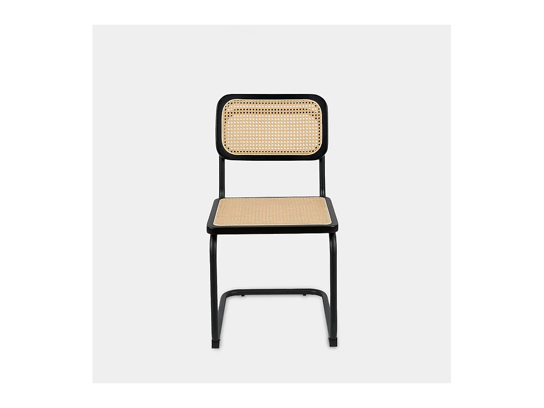 Chaise de salle à manger en bois noir-naturel 45x84 cm-Keila