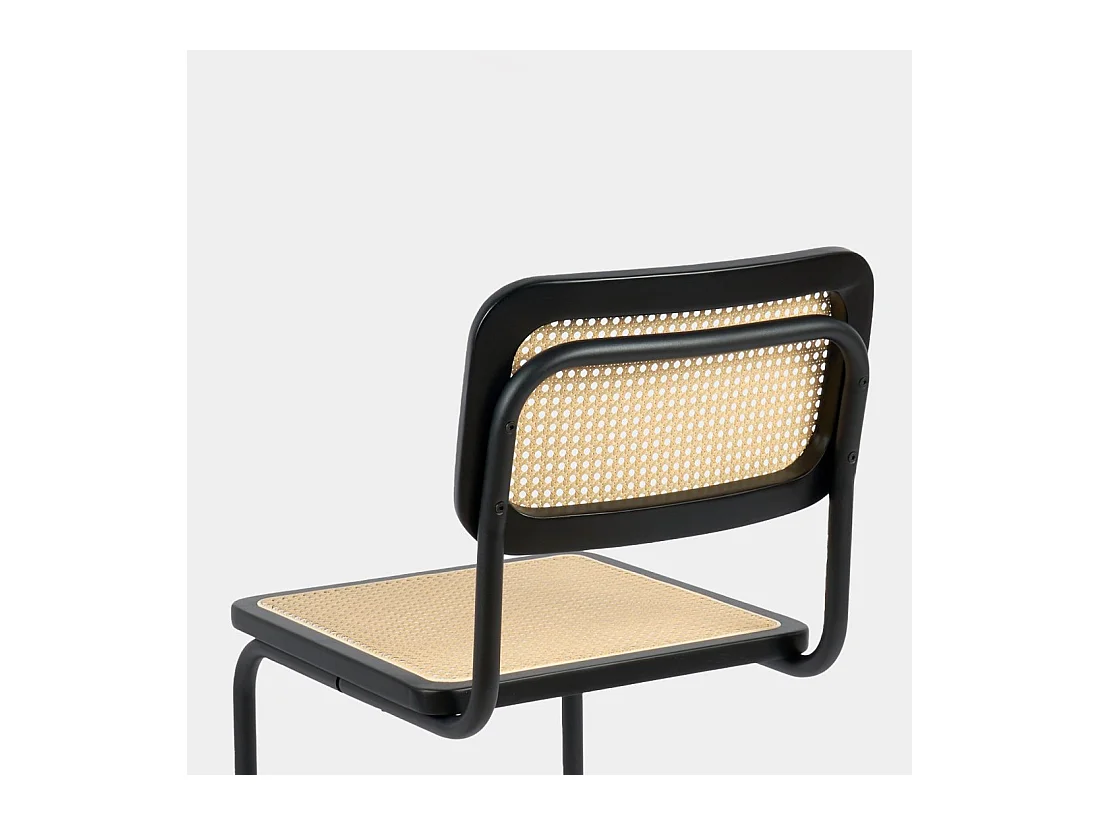 Chaise de salle à manger en bois noir-naturel 45x84 cm-Keila