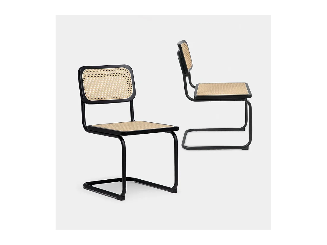 Chaise de salle à manger en bois noir-naturel 45x84 cm-Keila