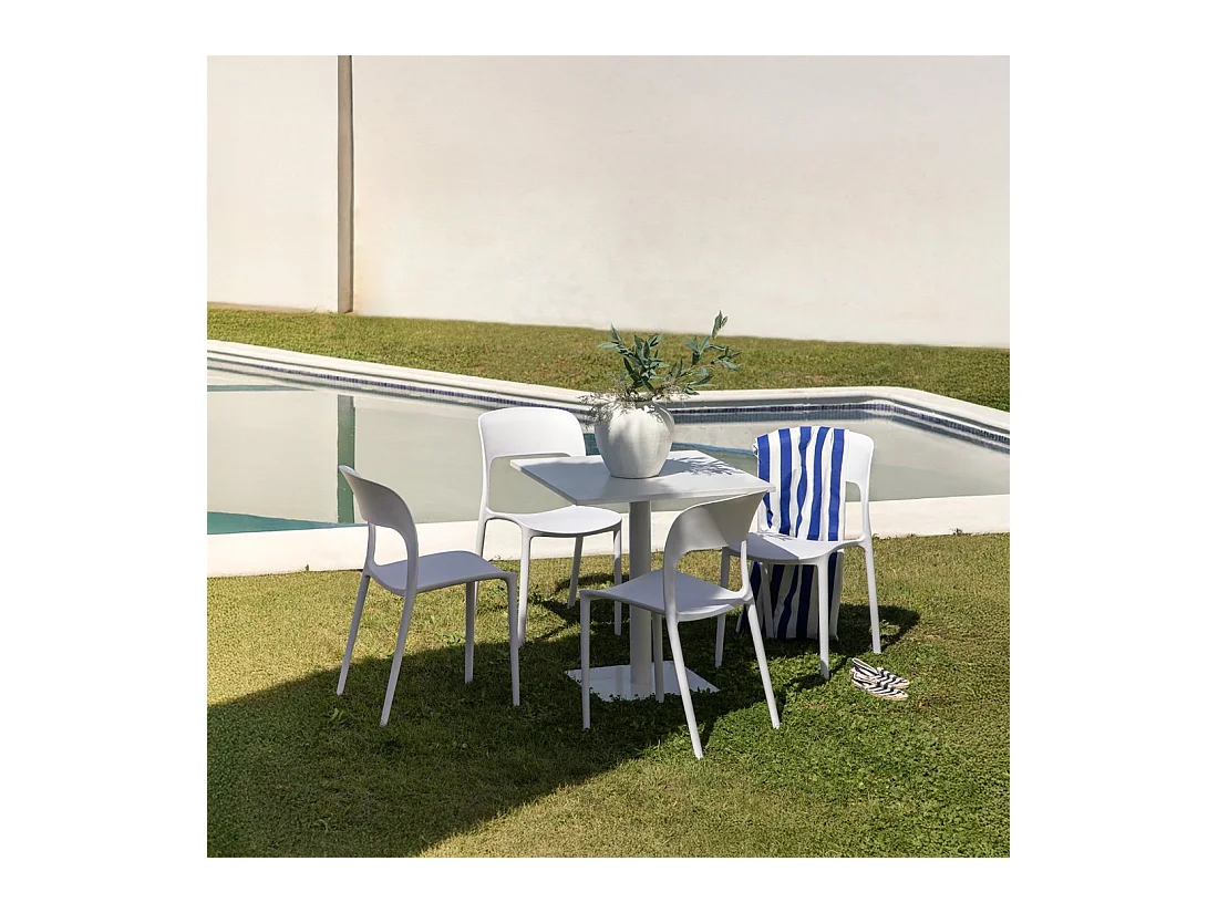 Chaise d'extérieur en plastique blanc 46x83 cm-Klint