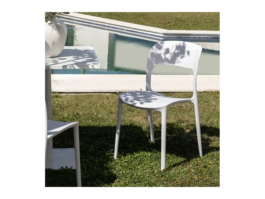 Chaise d'extérieur en plastique blanc 46x83 cm-Klint