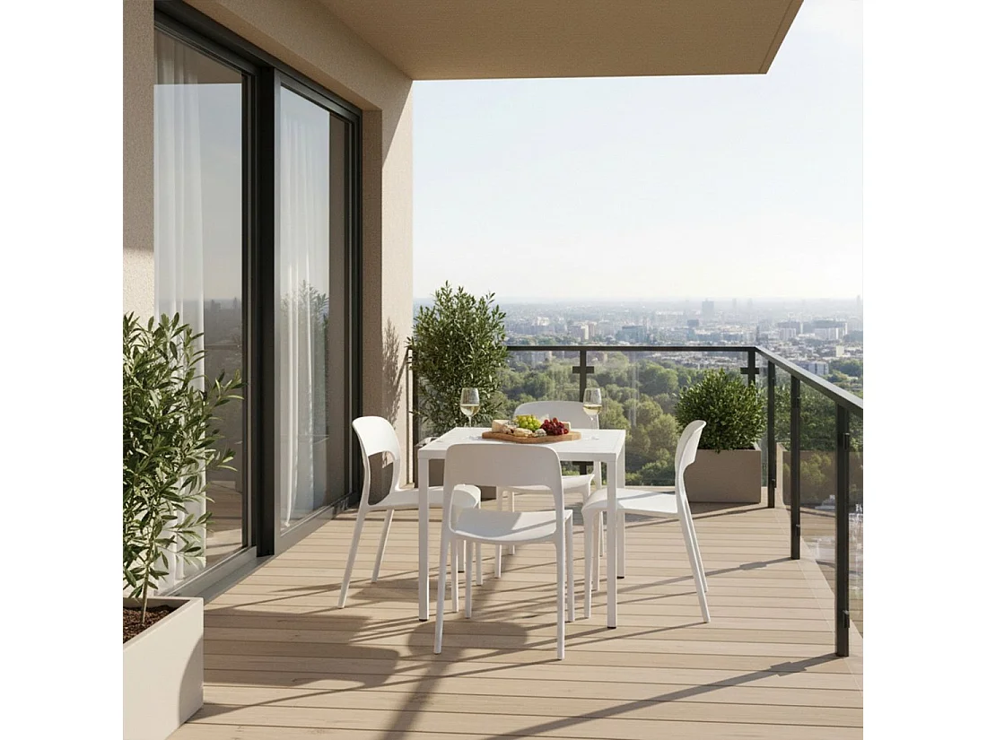 Chaise d'extérieur en plastique blanc 46x83 cm-Klint