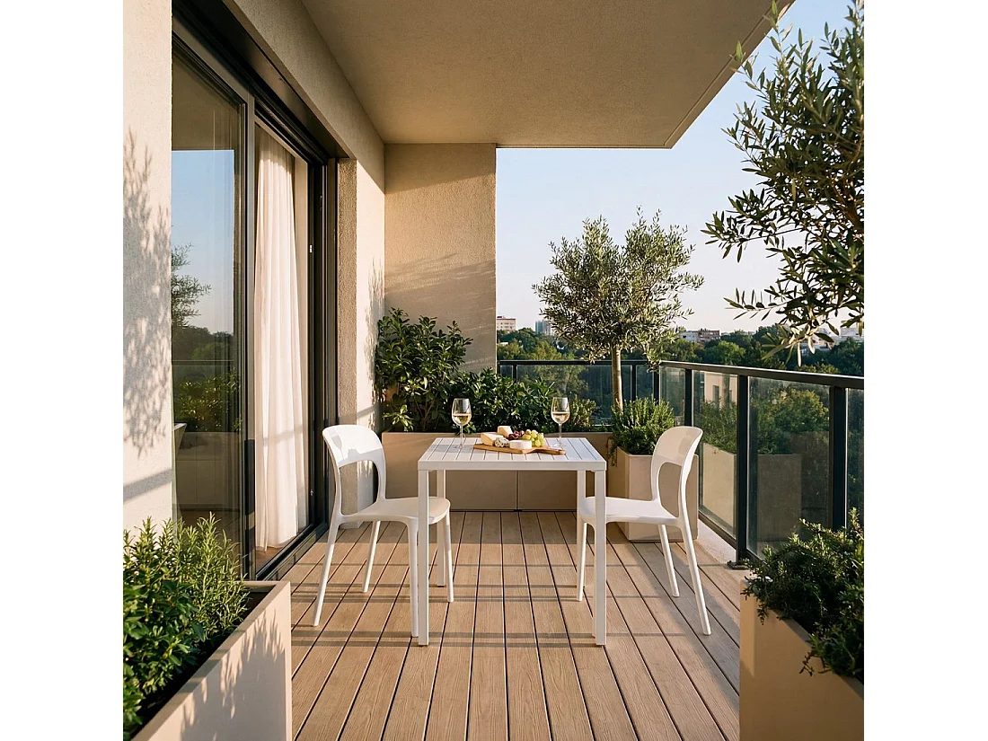 Chaise de jardin en plastique blanc 46x83 cm-Klint