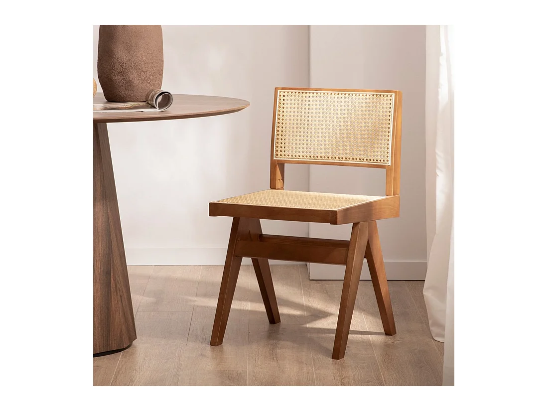 Chaise de salle à manger en bois noyer 44x80 cm-Nelha