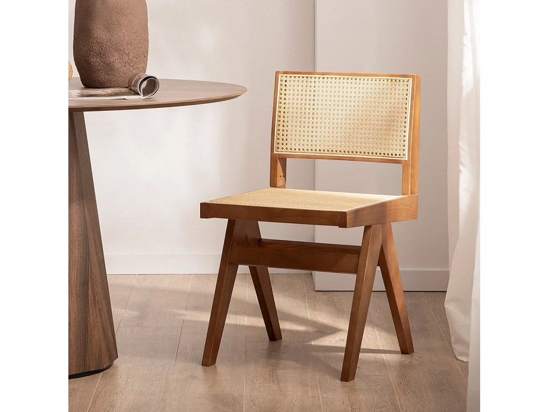 Chaise de salle à manger en bois noyer 44x80 cm-Nelha