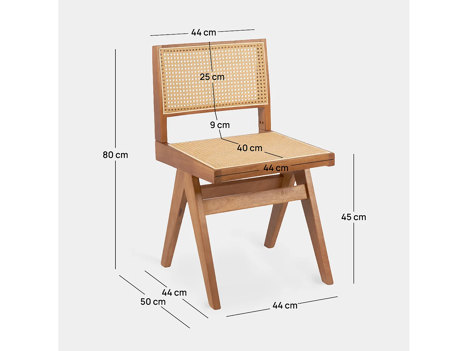 Chaise de salle à manger en bois noyer 44x80 cm-Nelha