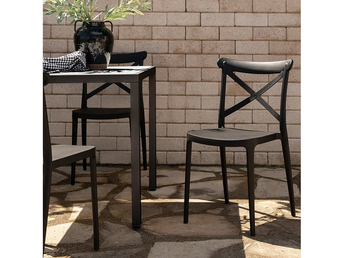 Chaise d'extérieur en plastique gris anthracite 48x81 cm-Birk