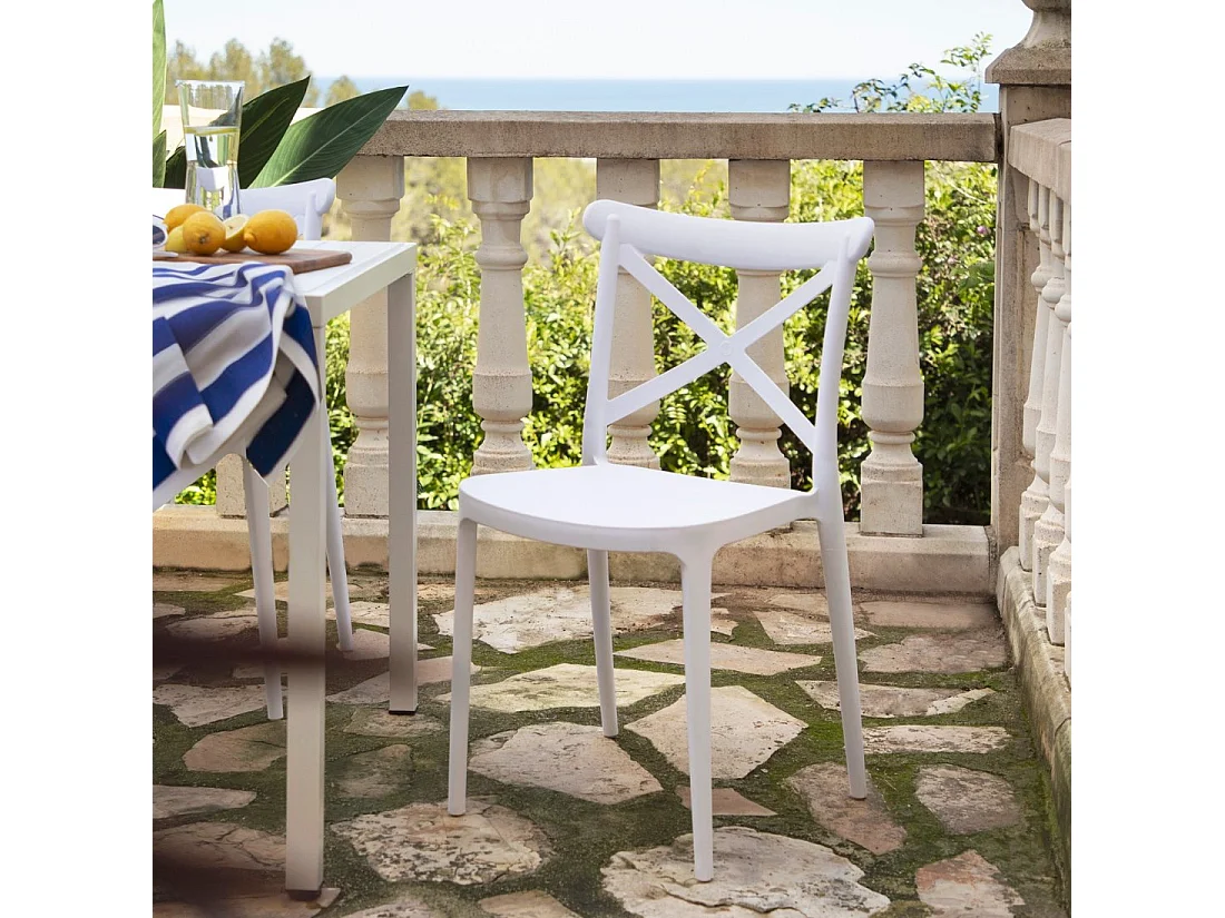 Chaise d'extérieur en plastique blanc 48x81 cm-Birk