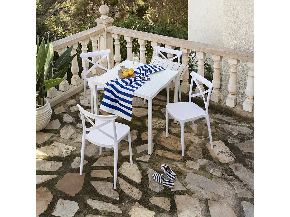 Chaise d'extérieur en plastique blanc 48x81 cm-Birk