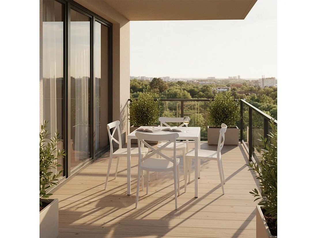 Chaise d'extérieur en plastique blanc 48x81 cm-Birk