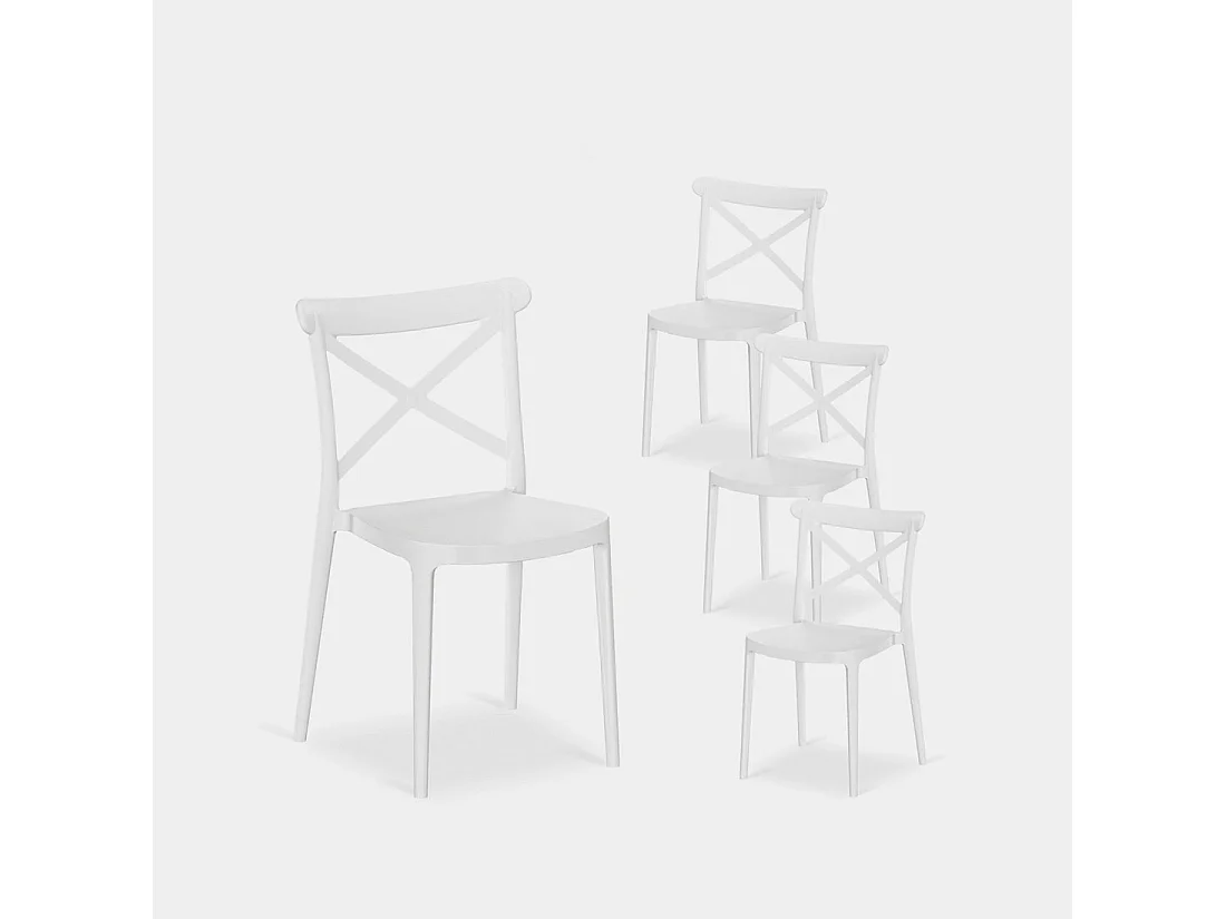 Chaise d'extérieur en plastique blanc 48x81 cm-Birk