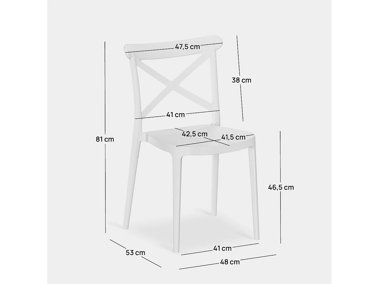 Chaise de jardin en plastique blanc 48x81 cm-Birk