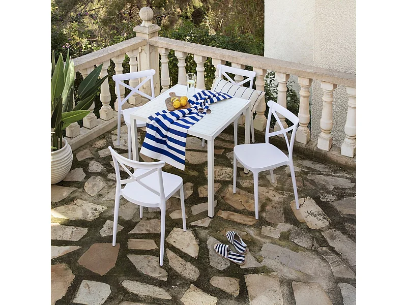 Chaise d'extérieur en plastique blanc 48x81 cm-Birk