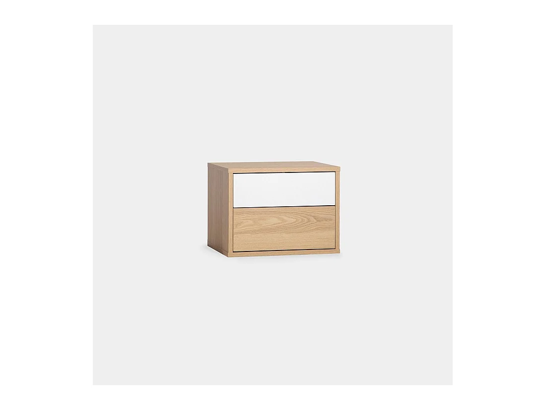 Table de chevet flottante en bois naturel-blanc 40x30 cm-Kanye