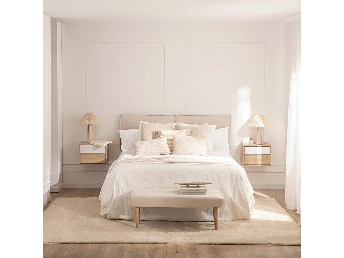 Table de chevet flottante en bois naturel-blanc 40x30 cm-Kanye