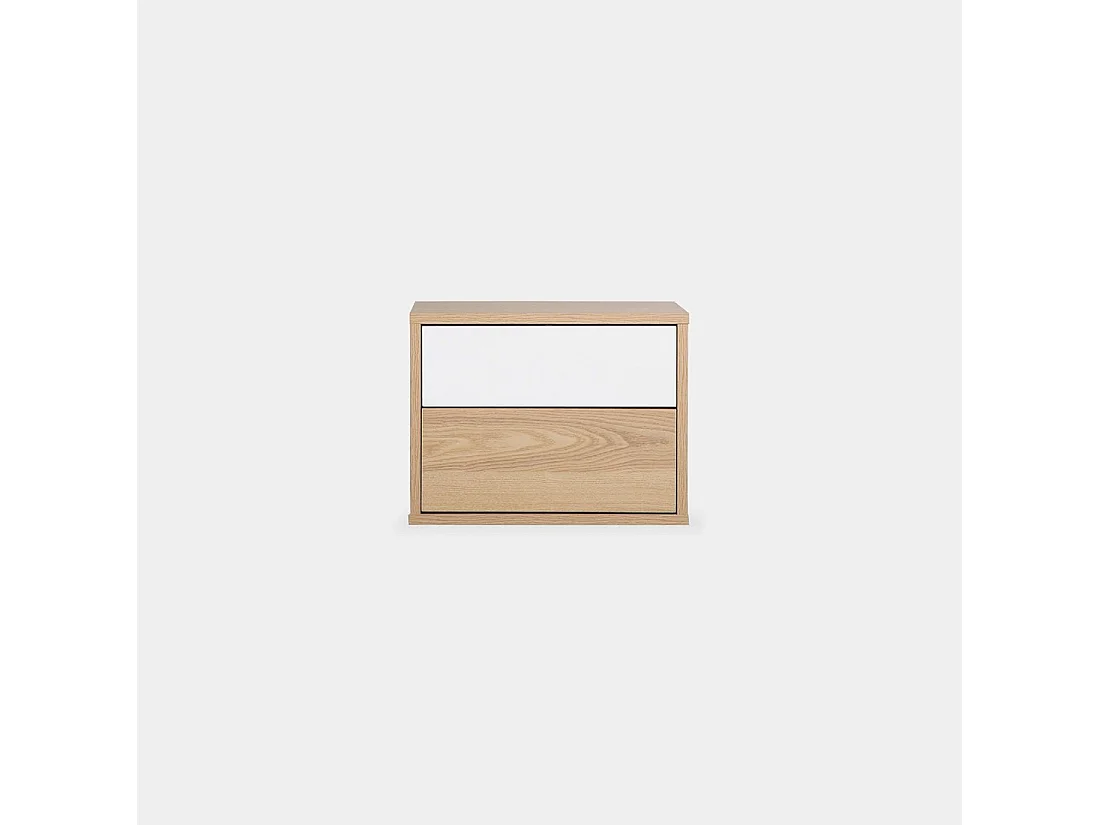 Mesita de noche flotante de Madera Natural-Blanco 30 x 40- Kanye