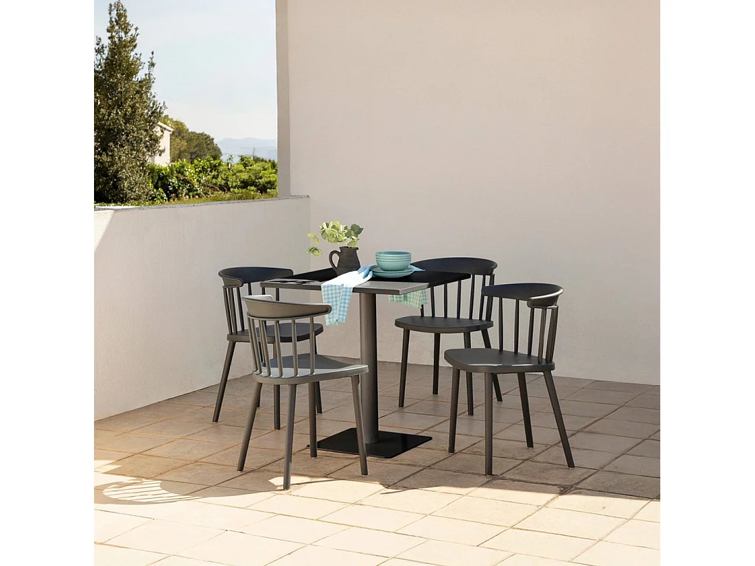 Chaise d'extérieur en plastique gris anthracite 48x75 cm-Mirka