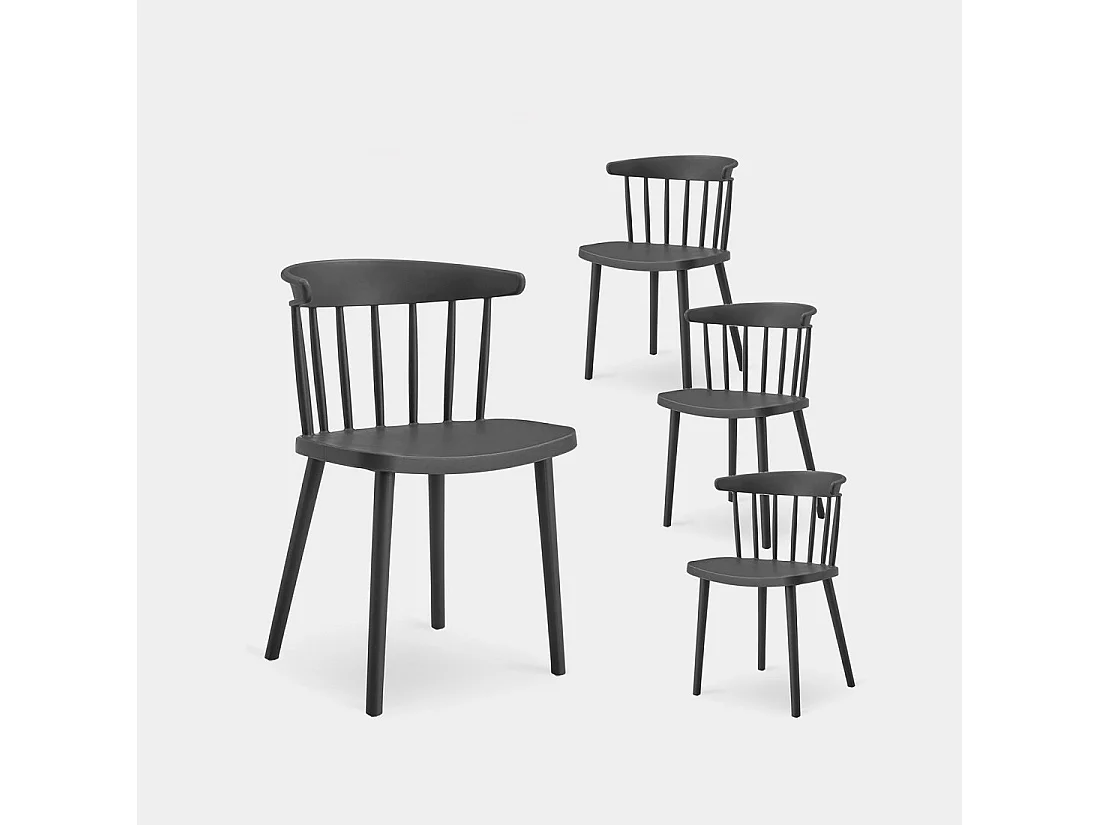 Chaise d'extérieur en plastique gris anthracite 48x75 cm-Mirka