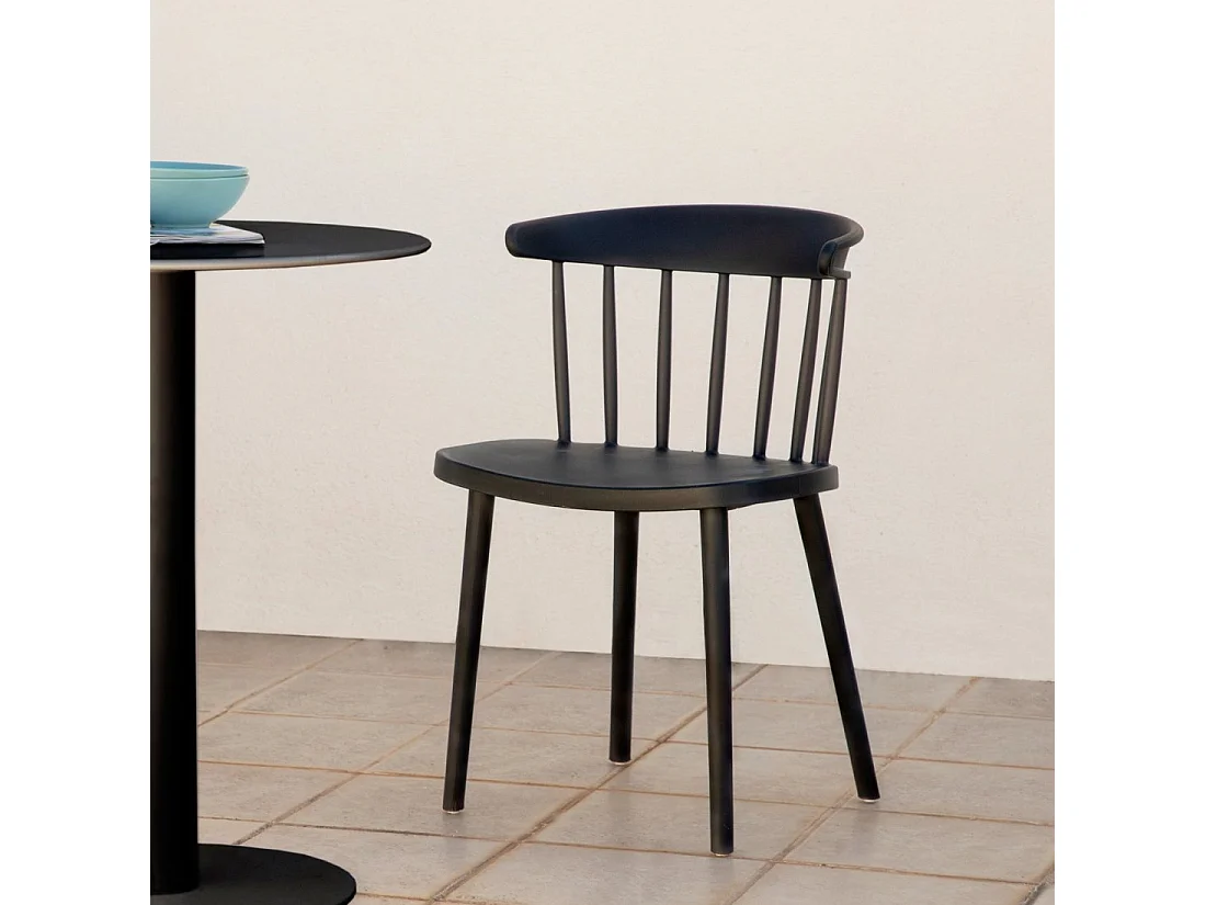 Chaise d'extérieur en plastique gris anthracite 48x75 cm-Mirka
