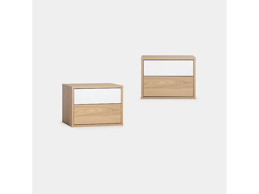 Mesita de noche flotante de Madera Natural-Blanco 30 x 40- Kanye