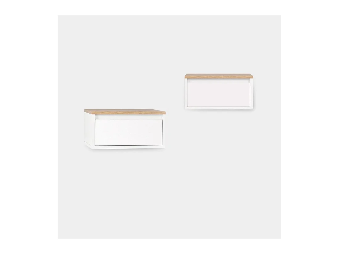 Mesita de noche flotante de Lacado Blanco-Natural 20 x 40- Mune