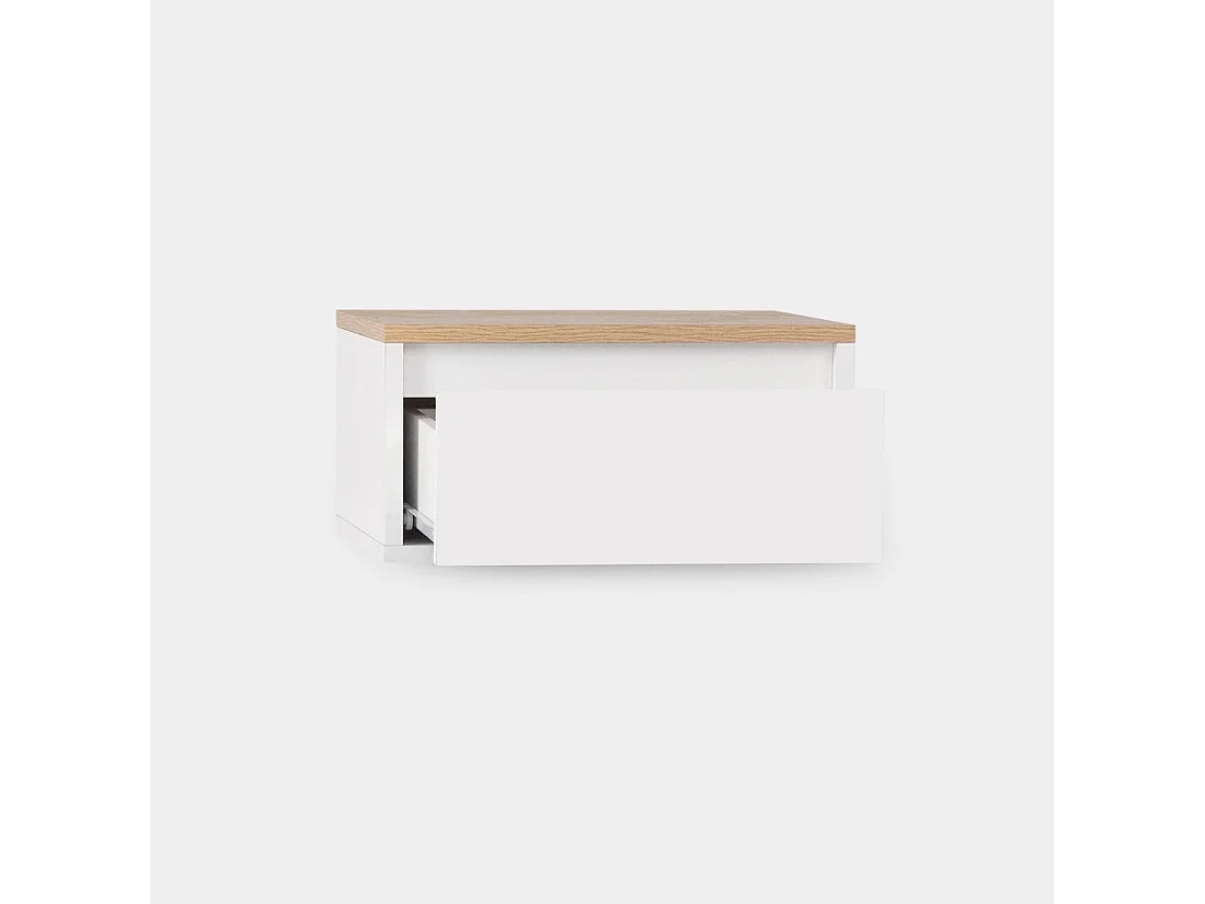 Mesita de noche flotante de Lacado Blanco-Natural 20 x 40- Mune