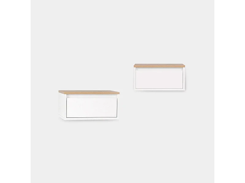 Mesita de noche flotante de Lacado Blanco-Natural 20 x 40- Mune