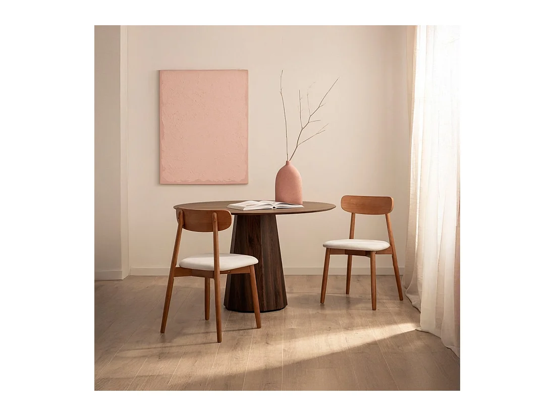 Chaise de salle à manger en bois beige-noyer 46x83 cm-Leyre