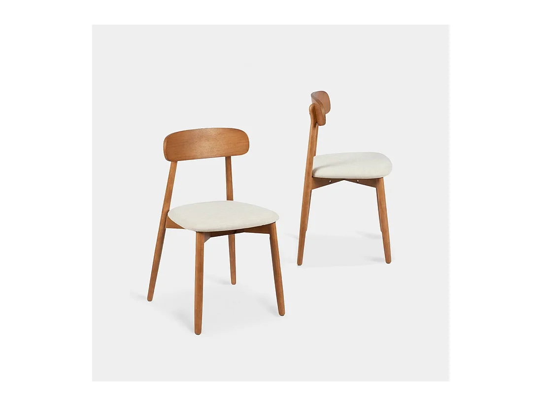 Chaise de salle à manger en bois beige-noyer 46x83 cm-Leyre