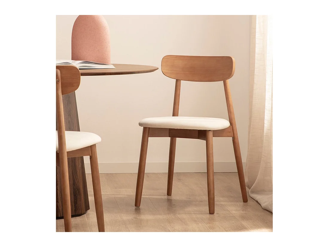 Chaise de salle à manger en bois beige-noyer 46x83 cm-Leyre