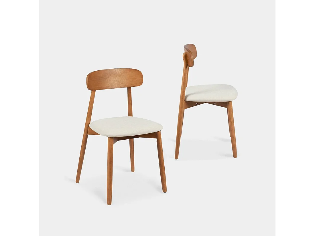 Chaise de salle à manger en bois beige-noyer 46x83 cm-Leyre