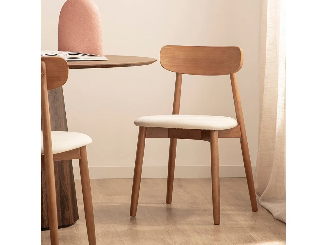 Chaise de salle à manger en bois beige-noyer 46x83 cm-Leyre