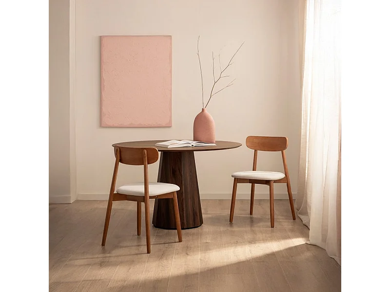 Chaise de salle à manger en bois beige-noyer 46x83 cm-Leyre