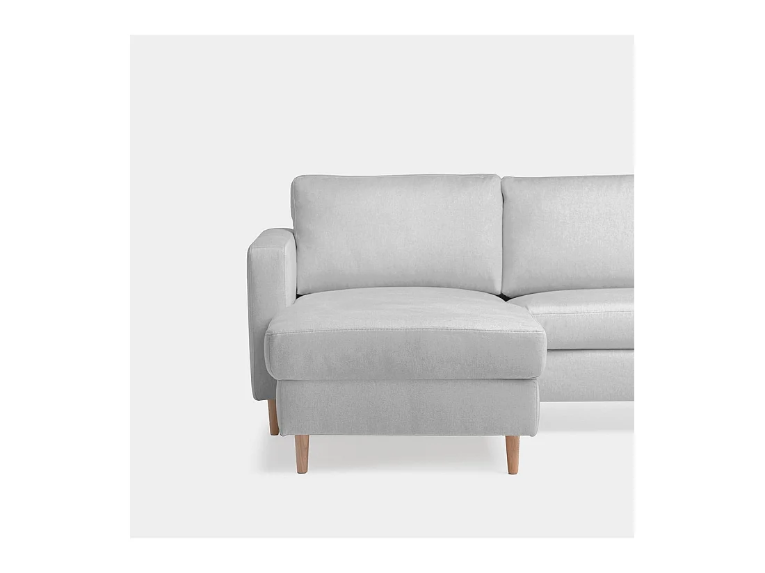 Canapé chaise longue en tissu gris 245x83 cm-Beth