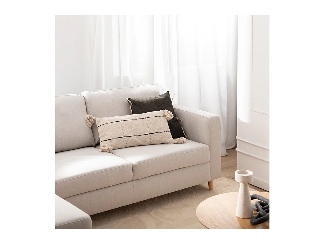 Canapé chaise longue en tissu gris 245x83 cm-Beth