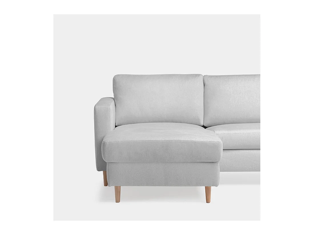 Canapé chaise longue en tissu gris 245x83 cm-Beth